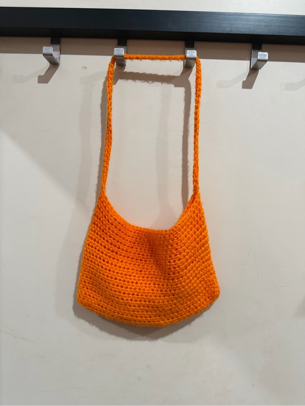 Handmade Orange Crocheted Shoulder Bag - Women's Bag